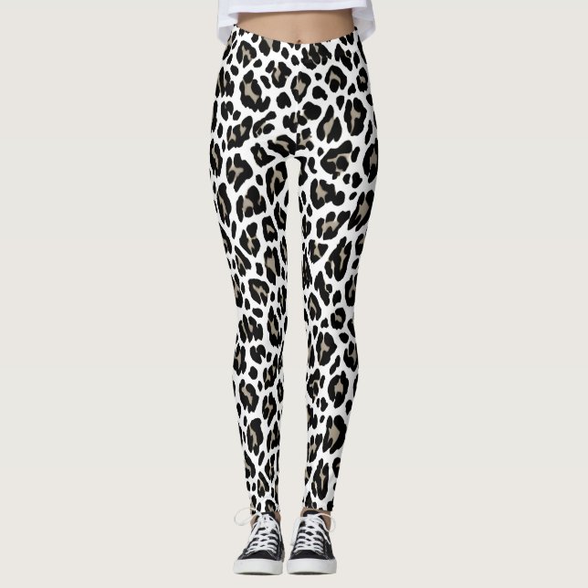 Legging Impressão de Leopardo Branco e Preto (Frente)