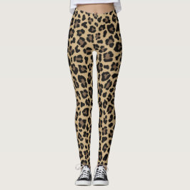 Legging Impressão de Leopardo Castanho Quebra