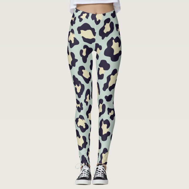 Legging Impressão de leopardo-de-chá (Frente)