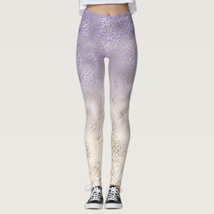 Legging Impressão de Leopardo Dourado Roxo