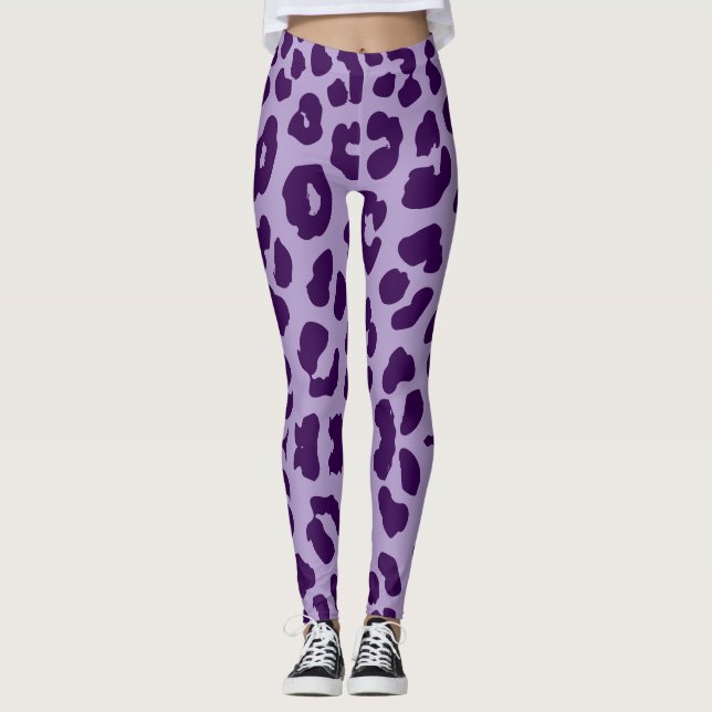 Legging Impressão de Leopardo Halloween Roxo e Lavanda (Frente)
