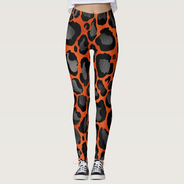 Legging Impressão De Leopardo Laranja E Preto (Frente)