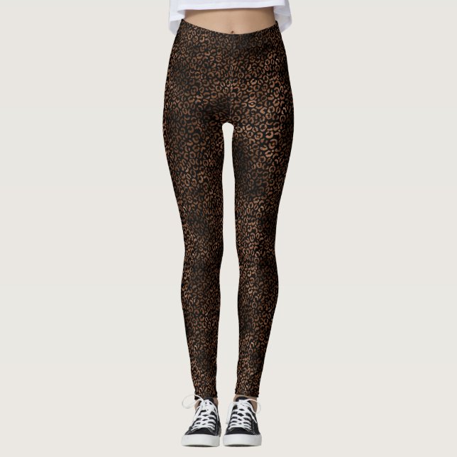 Legging Impressão de Leopardo Preto Glam Brown (Frente)