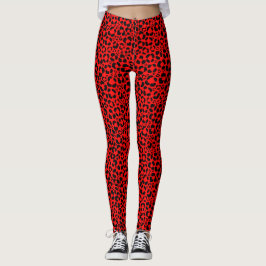 Legging Impressão de Leopardo Vermelho Fogo
