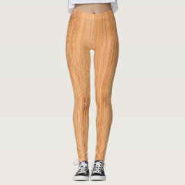Legging impressão de madeira de bambu-castanha-clara legal