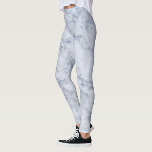 Legging Impressão de Mármore Branco e Cinza