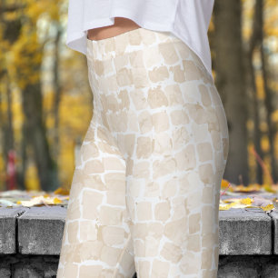 Legging Impressão de Mosiac Branco da Pedra Delicada
