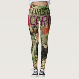 Legging Impressão de Natal Carol Scrooge Foliday Art