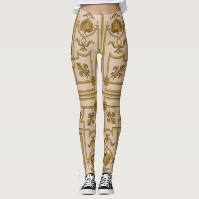Legging impressão de ouro barroco opulento (Frente)