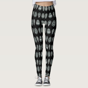 Legging impressão de ovos de abstrato, de cor branca e ne