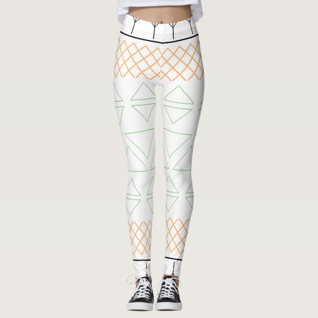 Legging Impressão de Padrão Geométrico Chic (Frente)