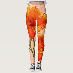Legging impressão de papoila laranja da Califórnia
