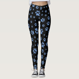Legging Impressão de Pata Negra e Azul Meninas de Yoga