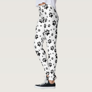 Legging Impressão de Paw preto e branco, divertido