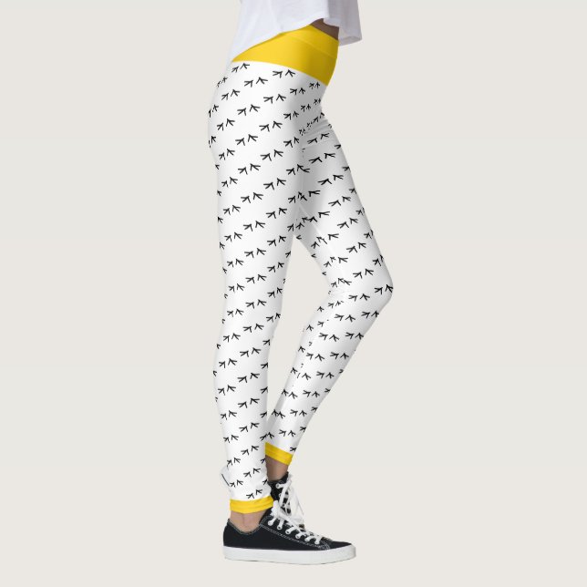 Legging Impressão de Pé de Galinha Preto e Branco Amarelo (Direita)