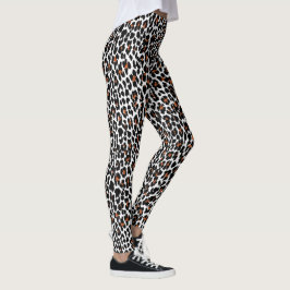 Legging Impressão de pele branca-leopardo