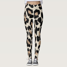 Legging Impressão de pele castanha-leopardo e negra