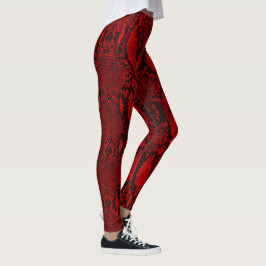 Legging Impressão de Pele Cobra Vermelho Novo