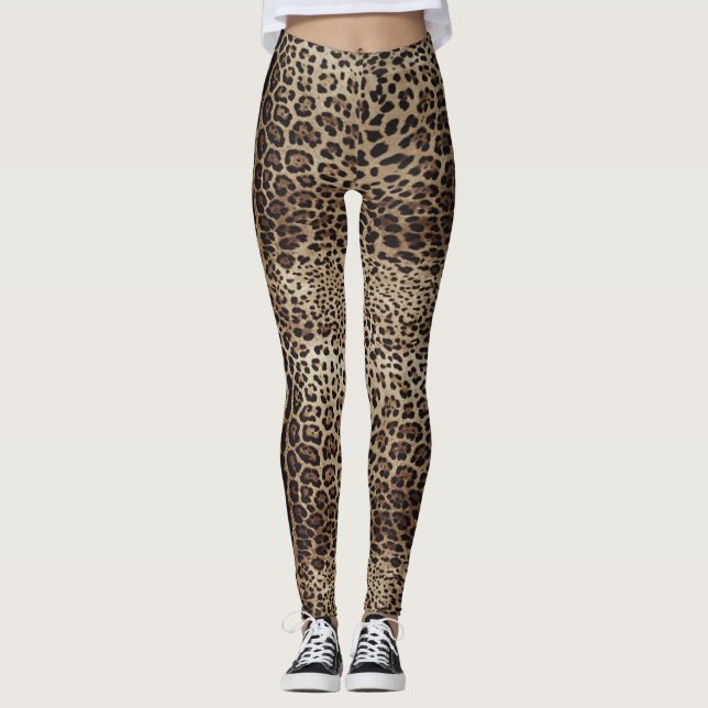 Legging Impressão de pele de Leopard (Frente)
