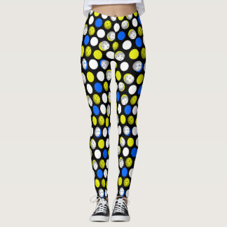 Legging Impressão de Pickleball - bolinhas azuis brancas