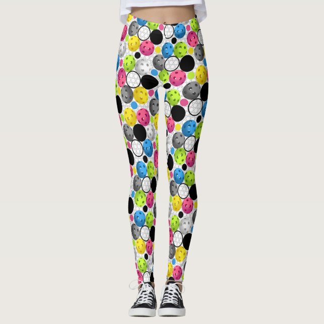 Legging Impressão de Pickleball com bolas fúcsia (Frente)