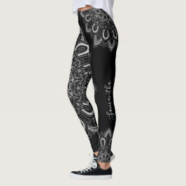 Legging Impressão de Prata Elegante Personalizada