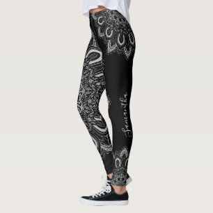 Legging Impressão de Prata Elegante Personalizada