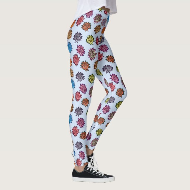 Legging Impressão de Rosa, Padrão Floral de Estilo Moderno (Direita)