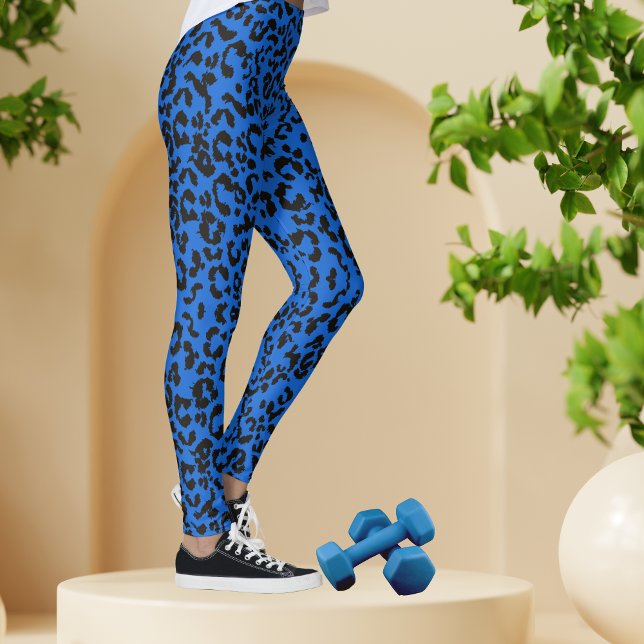 Legging Impressão de Safari Azul-Leopardo (Criador carregado)