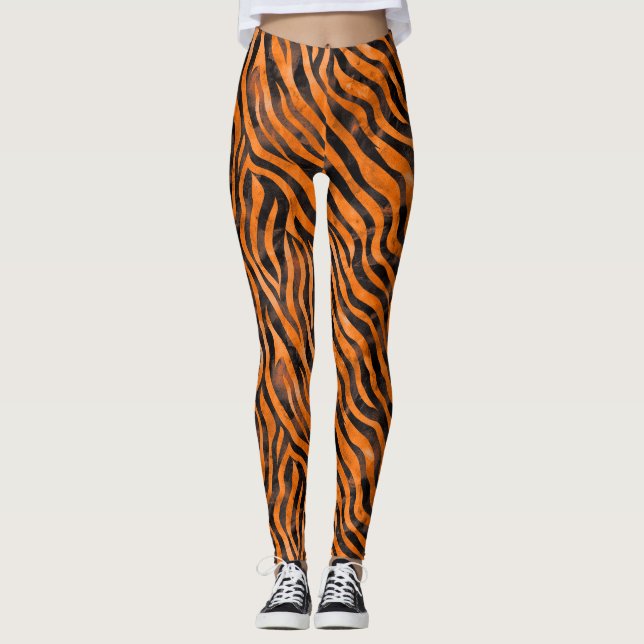 Legging Impressão de Tigre de Aquarela (Frente)