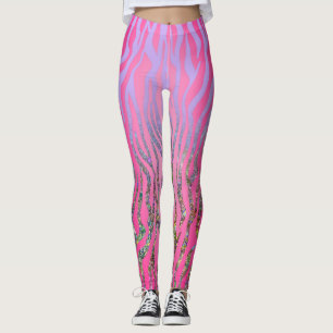 Legging Impressão de Tigre Rosa Meio Glitter