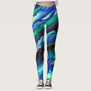 Legging Impressão de Tinta Azul de Álcool