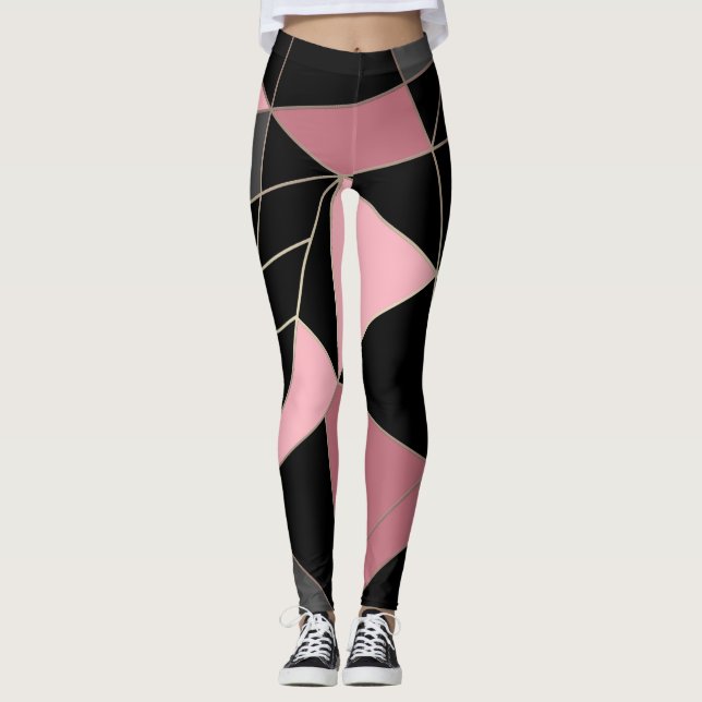 Legging impressão de triângulos geométricos abstrato moder (Frente)