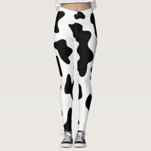 Legging impressão de vaca branca-fazenda-branca-branca-cow
