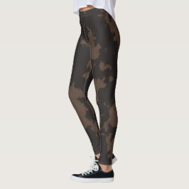 Legging Impressão de Vaca Faux, Castanho Escuro e Castanho