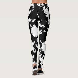 Legging Impressão de Vaca Faux, Preto e Branco