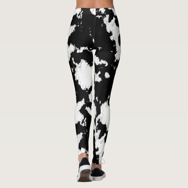 Legging Impressão de Vaca Faux, Preto e Branco (Verso)
