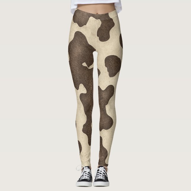 Legging Impressão de Vaca Marrom Rústica Rodeio Western Co (Frente)