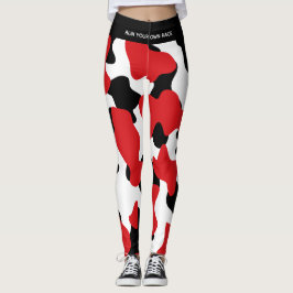 Legging Impressão de Vaca Preta Vermelha de Tendência Pers
