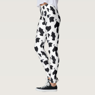Legging Impressão de Vaca Preto Branco