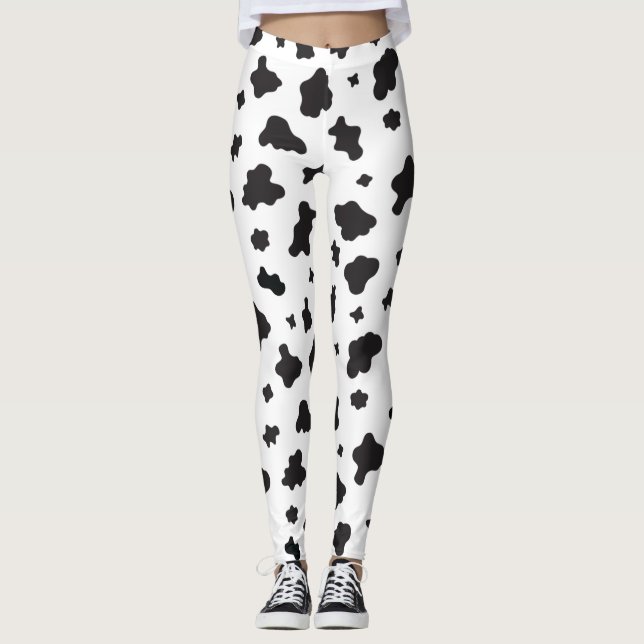 Legging Impressão de Vaca Preto e Branco (Frente)
