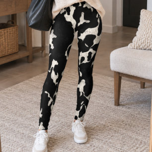Legging Impressão de Vaca Preto e Branco