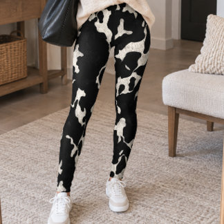 Legging Impressão de Vaca Preto e Branco
