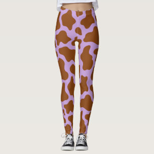 Legging impressão de vaca roxa pastel