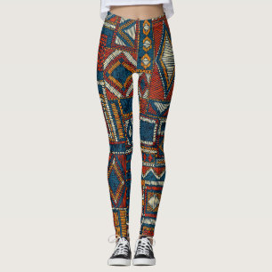 Legging Impressão de Vintage bordado de estilo de patch