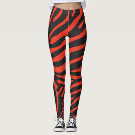 Legging Impressão de Zebra Negra e Vermelha