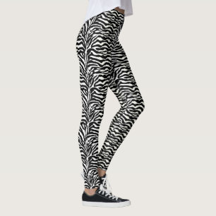 Legging Impressão do animal selvagem, zebra em preto e