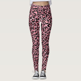 Legging Impressão do Leopardo Cor-de-rosa-branca