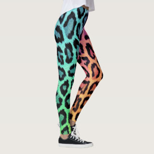 Legging Impressão do leopardo do arco-íris