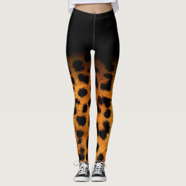 Legging Impressão do leopardo do *~* & Brown & preto